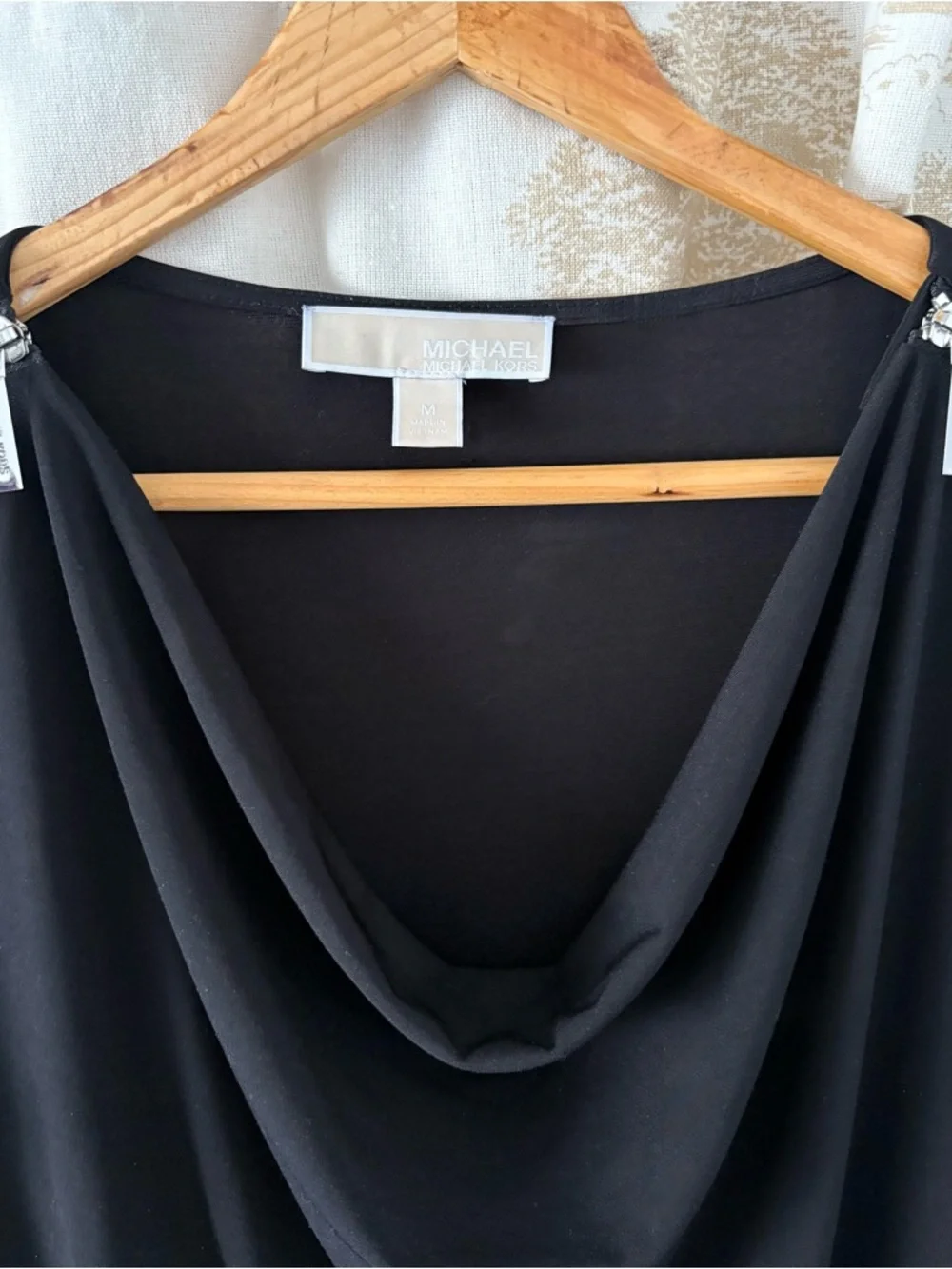 MICHAEL Michael Kors Black Cowl Neck Top with Shoulder Details -M - Picture 2 of 7